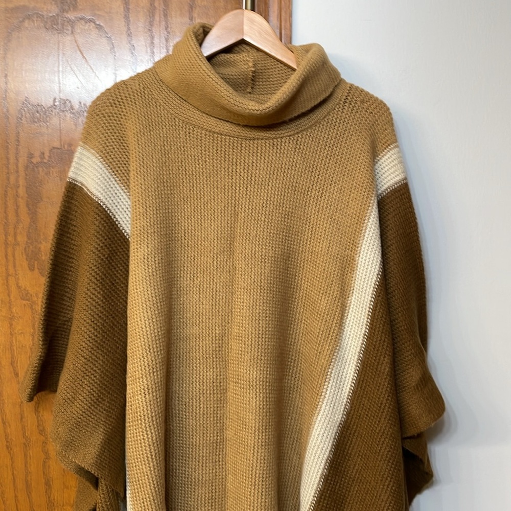 LANE BRYANT NWT Women's Plus One-size Colorblock Fringe-Hem Overpiece Brown - Picture 3 of 10